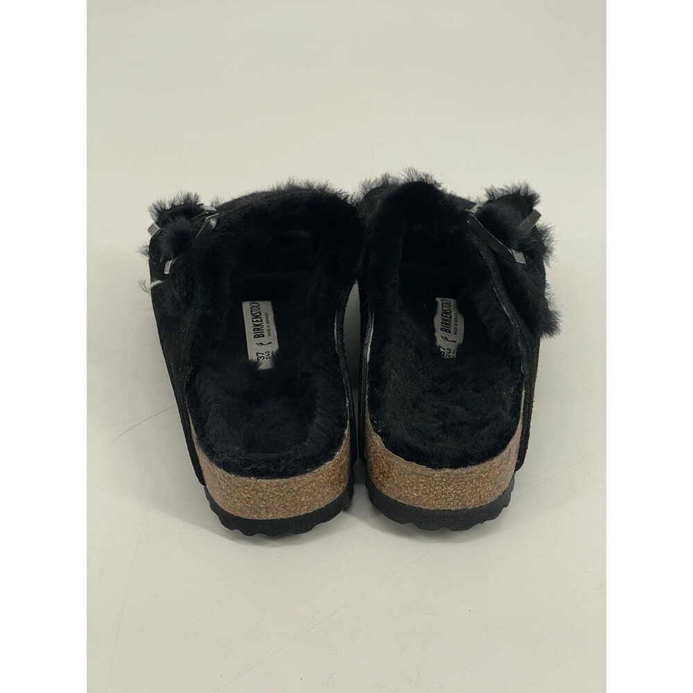 Birkenstock ARIZONA FUR Shearling EU37 BLACK Suede US Women Size 6.5 NEW NWT - Picture 5 of 9